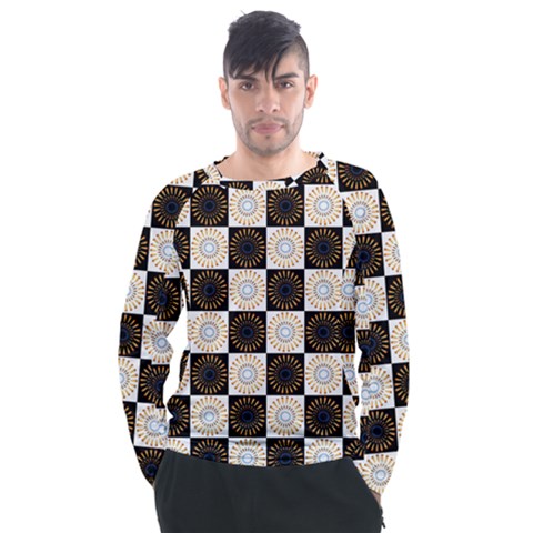 Illustration Checkered Pattern Decoration Men s Long Sleeve Raglan Tee by Sapixe