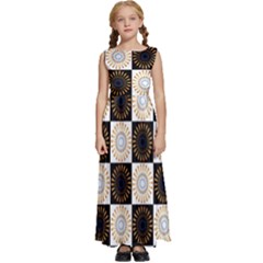 Illustration Checkered Pattern Decoration Kids  Satin Sleeveless Maxi Dress