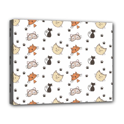 Cat Kitten Design Pattern Canvas 14  X 11  (stretched) by Sapixe