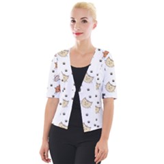 Cat Kitten Design Pattern Cropped Button Cardigan by Sapixe