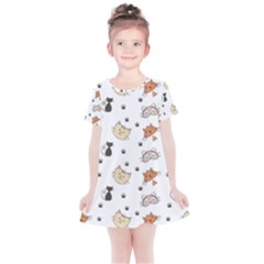 Cat Kitten Design Pattern Kids  Simple Cotton Dress by Sapixe