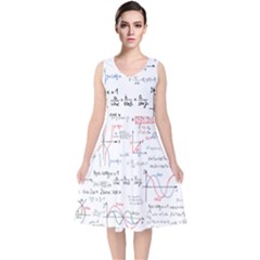 Math Formula Pattern V-neck Midi Sleeveless Dress  by Sapixe