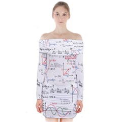 Math Formula Pattern Long Sleeve Off Shoulder Dress