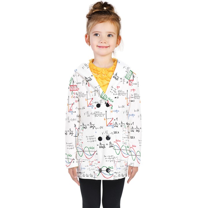 Math Formula Pattern Kids  Double Breasted Button Coat