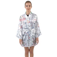 Math Formula Pattern Long Sleeve Satin Kimono by Sapixe