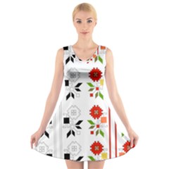 Vectors Bulgarian Folk Art Folk Art V-neck Sleeveless Dress by Sapixe