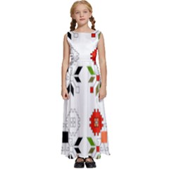 Vectors Bulgarian Folk Art Folk Art Kids  Satin Sleeveless Maxi Dress