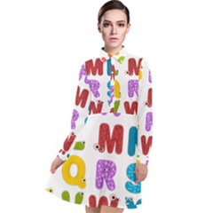 Vectors Alphabet Eyes Letters Funny Long Sleeve Chiffon Shirt Dress by Sapixe