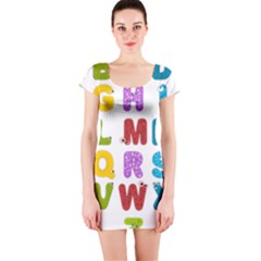 Vectors Alphabet Eyes Letters Funny Short Sleeve Bodycon Dress