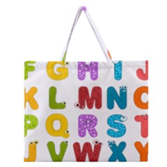 Vectors Alphabet Eyes Letters Funny Zipper Large Tote Bag by Sapixe