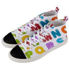 Vectors Alphabet Eyes Letters Funny Men s Mid-top Canvas Sneakers by Sapixe