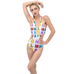 Vectors Alphabet Eyes Letters Funny Plunging Cut Out Swimsuit by Sapixe