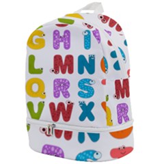 Vectors Alphabet Eyes Letters Funny Zip Bottom Backpack by Sapixe