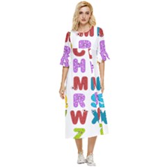 Vectors Alphabet Eyes Letters Funny Double Cuff Midi Dress by Sapixe