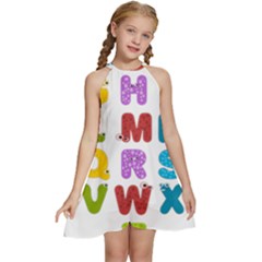 Vectors Alphabet Eyes Letters Funny Kids  Halter Collar Waist Tie Chiffon Dress