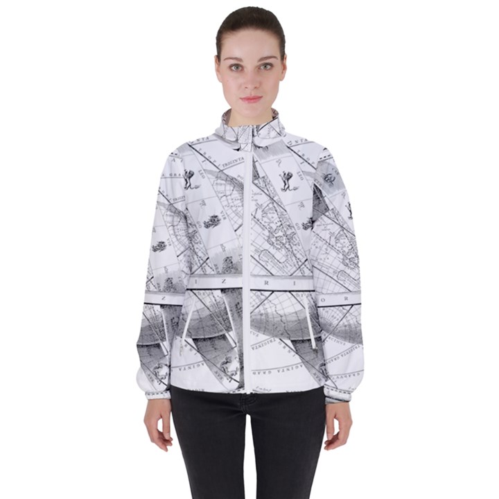 Constellations Celestial Moon Earth Women s High Neck Windbreaker