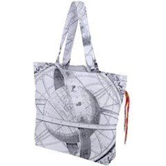 Constellations Celestial Moon Earth Drawstring Tote Bag by Sapixe