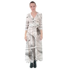 Constellations Celestial Moon Earth Button Up Maxi Dress by Sapixe