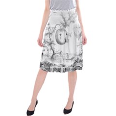 Vectors Fantasy Fairy Tale Sketch Midi Beach Skirt by Sapixe