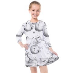 Vectors Fantasy Fairy Tale Sketch Kids  Quarter Sleeve Shirt Dress by Sapixe