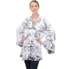 Vectors Fantasy Fairy Tale Sketch Long Sleeve Velvet Kimono  by Sapixe