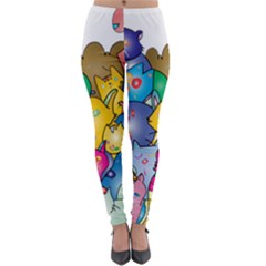 Cats Cartoon Cats Colorfulcats Lightweight Velour Leggings by Sapixe