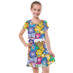 Cats Cartoon Cats Colorfulcats Kids  Cross Web Dress by Sapixe