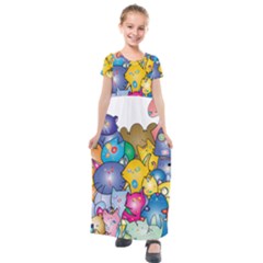 Cats Cartoon Cats Colorfulcats Kids  Short Sleeve Maxi Dress by Sapixe