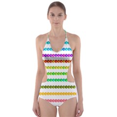 Ribbons Sequins Embellishment Cut-out One Piece Swimsuit by Sapixe