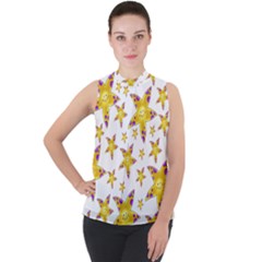 Isolated Transparent Starfish Mock Neck Chiffon Sleeveless Top by Sapixe