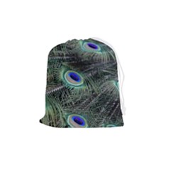 Plumage Peacock Feather Colorful Drawstring Pouch (medium) by Sapixe