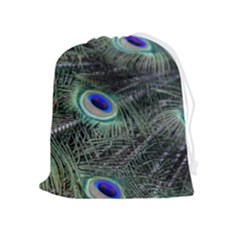 Plumage Peacock Feather Colorful Drawstring Pouch (xl) by Sapixe