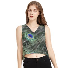 Plumage Peacock Feather Colorful V-neck Cropped Tank Top by Sapixe