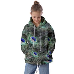 Plumage Peacock Feather Colorful Kids  Oversized Hoodie by Sapixe