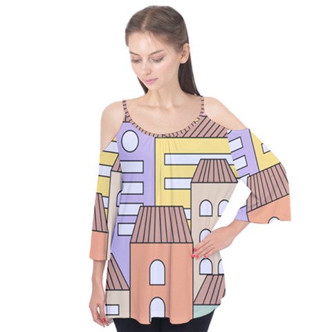 Houses City Architecture Building Flutter Tees by Sapixe