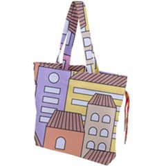 Houses City Architecture Building Drawstring Tote Bag by Sapixe