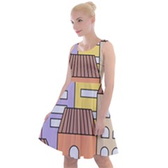 Houses City Architecture Building Knee Length Skater Dress by Sapixe