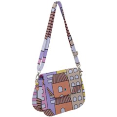 Houses City Architecture Building Saddle Handbag by Sapixe