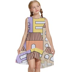 Houses City Architecture Building Kids  Frill Swing Dress by Sapixe