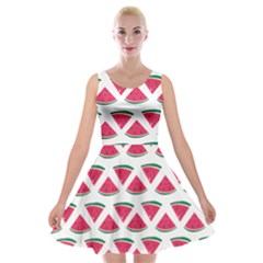 Illustration Watermelon Fruit-food Melon Velvet Skater Dress by Sapixe