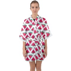 Illustration Watermelon Fruit-food Melon Half Sleeve Satin Kimono  by Sapixe