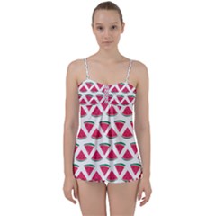 Illustration Watermelon Fruit Food Melon Babydoll Tankini Set by Sapixe