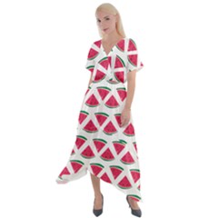 Illustration Watermelon Fruit Food Melon Cross Front Sharkbite Hem Maxi Dress by Sapixe