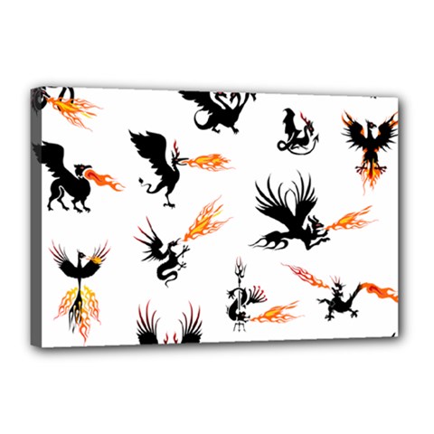 Phoenix Dragon Fire Bird Canvas 18  X 12  (stretched) by Sapixe