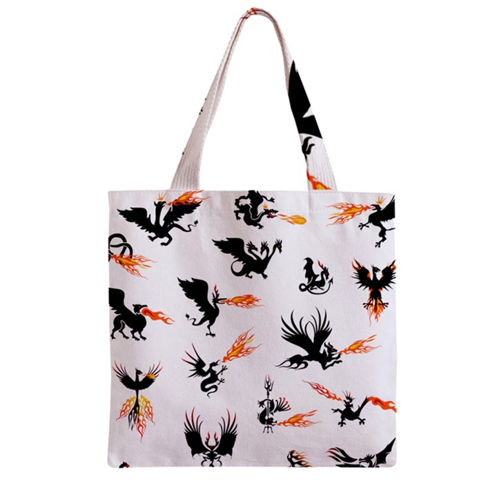 Phoenix Dragon Fire Bird Zipper Grocery Tote Bag