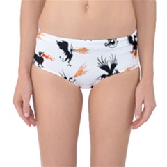 Phoenix Dragon Fire Bird Mid-waist Bikini Bottoms by Sapixe