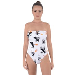 Phoenix Dragon Fire Bird Tie Back One Piece Swimsuit by Sapixe