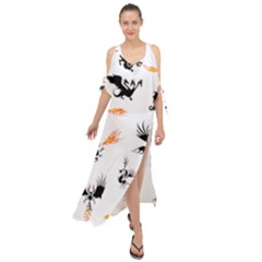 Phoenix Dragon Fire Bird Maxi Chiffon Cover Up Dress by Sapixe