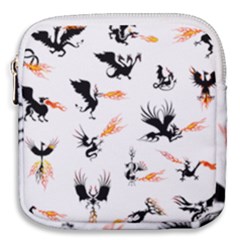 Phoenix Dragon Fire Bird Mini Square Pouch by Sapixe