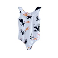 Phoenix Dragon Fire Bird Kids  Frill Swimsuit by Sapixe